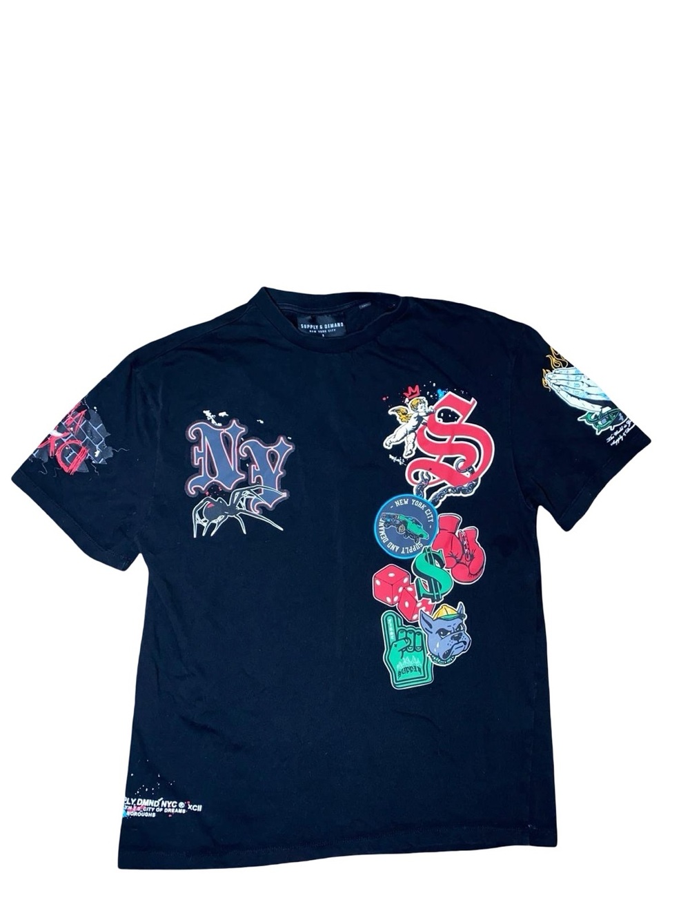 Supply & Demand NYC Graphic T-Shirt Black Men's Size S Streetwear cyber Y2K
